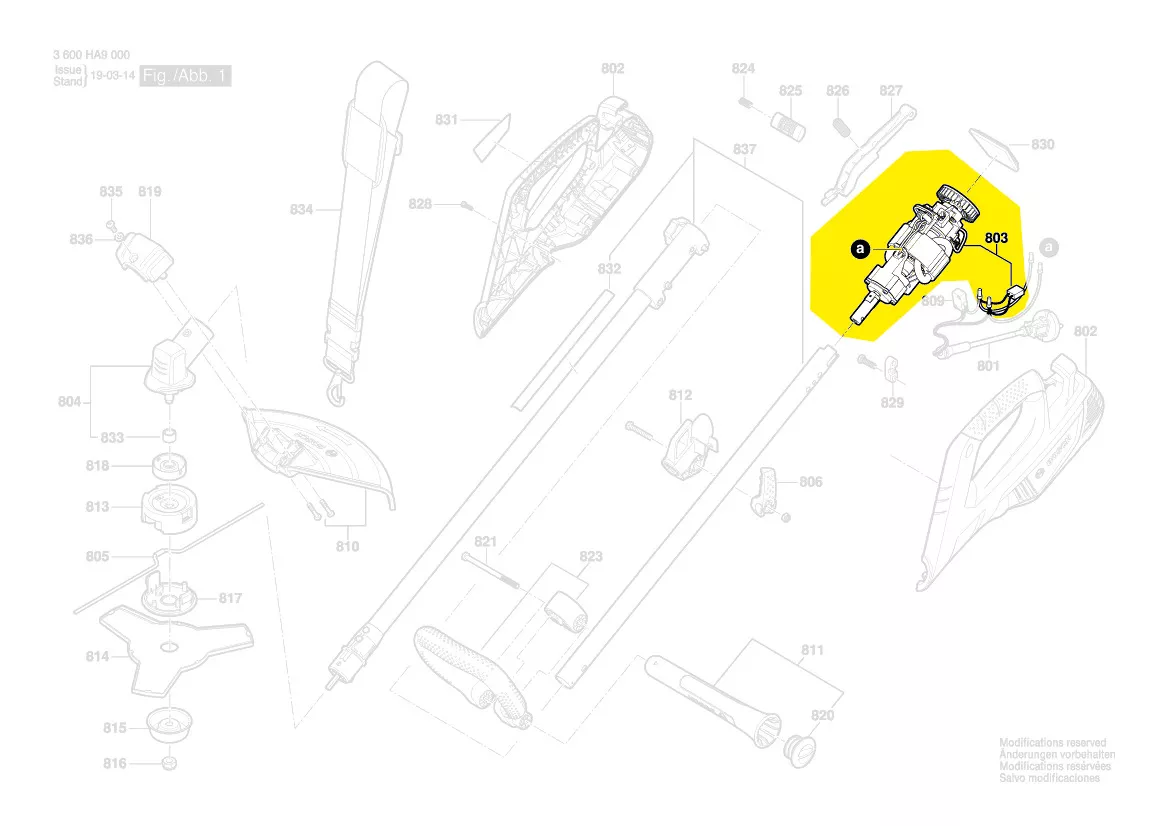 Moteur 230 V réf. F 016 F04 832 pour coupe-bordure Bosch